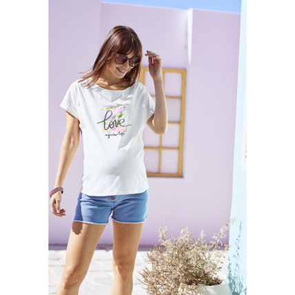 Avis T-shirt de grossesse manches courtes en jersey avec print Prémaman 1