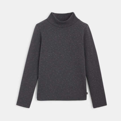 Avis T-shirt col roulé stretch à pois gris fille OKAIDI 1