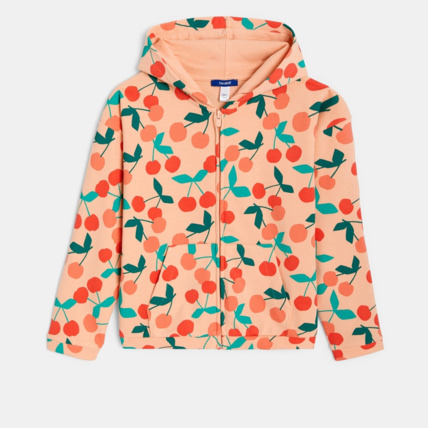 Avis Sweat-shirt à capuche imprimé cerises orange fille OKAIDI 2
