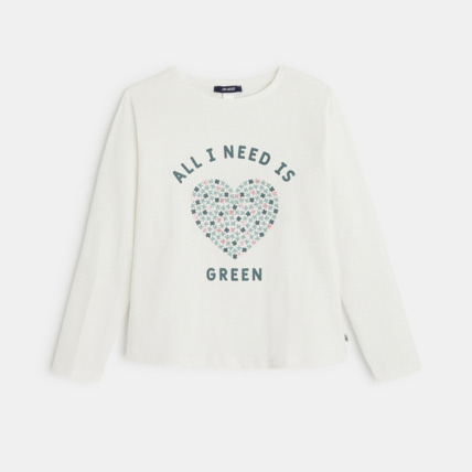 Avis T-shirt à message "All you need is green" blanc fille OKAIDI 2