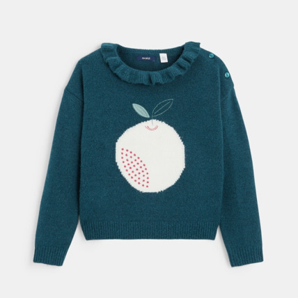 Avis Pull col collerette motif pomme vert fille OKAIDI 2