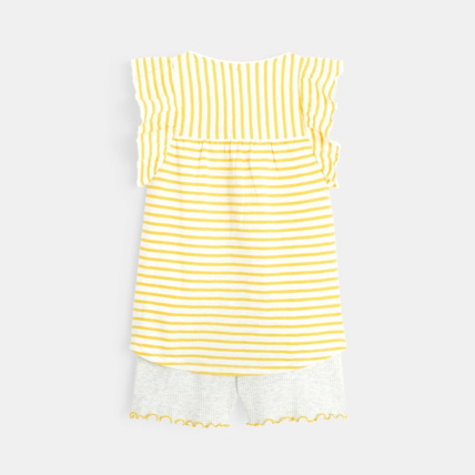 Avis Pyjama tunique short rayé et chiné jaune fille OKAIDI 3