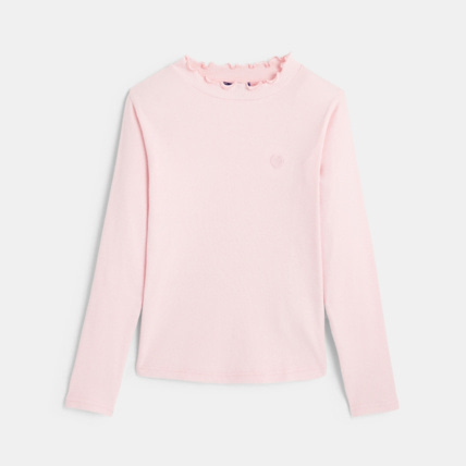 Avis T-shirt côtelé broderie cœur rose fille OKAIDI 1