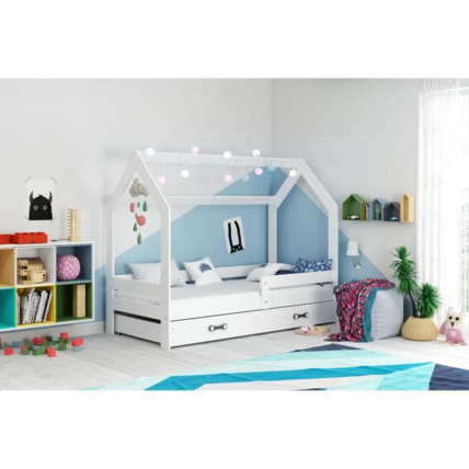 Avis Lit cabane Maison avec matelas, sommier et tiroir Maison One 1