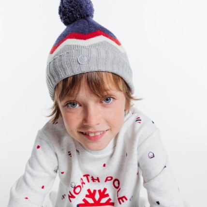 Avis Bonnet à pompon doublé polaire bleu garçon OKAIDI 1