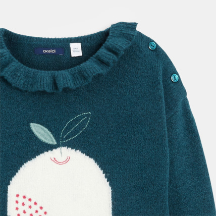 Avis Pull col collerette motif pomme vert fille OKAIDI 3