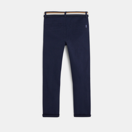 Avis Pantalon chino ceinturé en toile bleu garçon OKAIDI 4