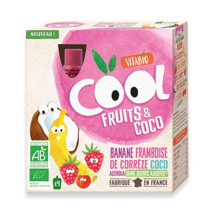 Avis Cool Fruits - Banane Framboise de Corrèze lait de Coco Acérola Babybio 1
