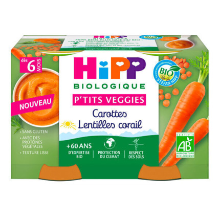 Avis Pots Carottes Lentilles Corail Bio P'tits Veggies HIPP 1