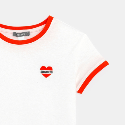 Avis T-shirt manches courtes bisou blanc fille OKAIDI 3