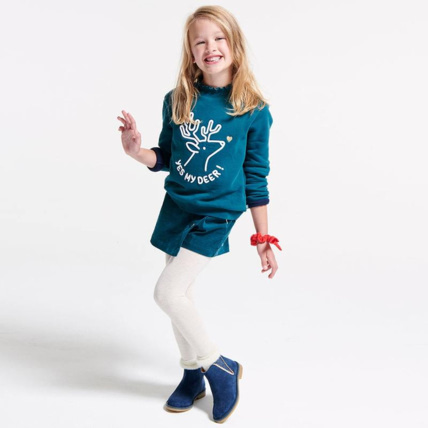 Avis Sweat-shirt Petite Biche "Yes my deer" vert fille OKAIDI 1