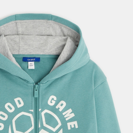 Avis Sweat zippé à capuche molleton vert garçon OKAIDI 3