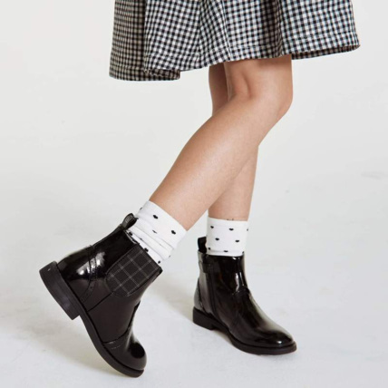 Avis Bottines vernies chelsea à carreaux noir fille OKAIDI 2