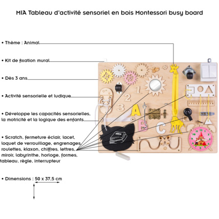 Avis Tableau d'activité sensoriel Montessori Busy Board Mia 3TOYSM 2