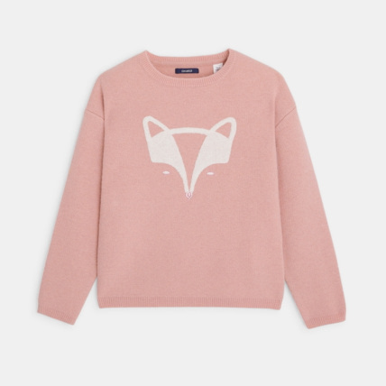 Avis Pull en tricot motif renard rose fille OKAIDI 1