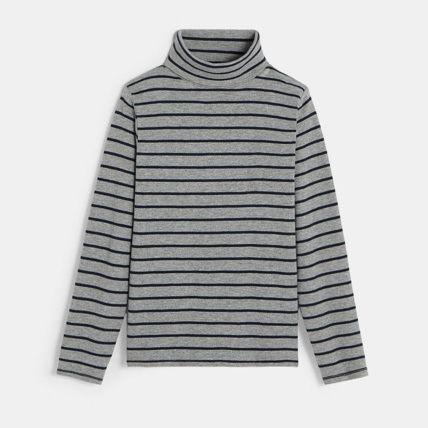 Avis T-shirt col roulé rayé gris garçon OKAIDI 1