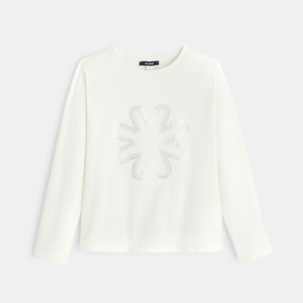 Avis T-shirt à motif en sequins blanc fille OKAIDI 1