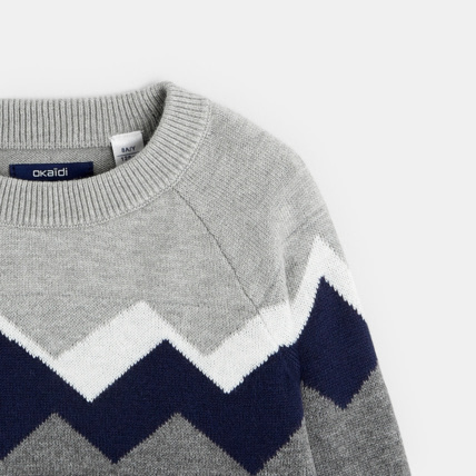 Avis Pull jacquard à emmanchures raglan gris garçon OKAIDI 2