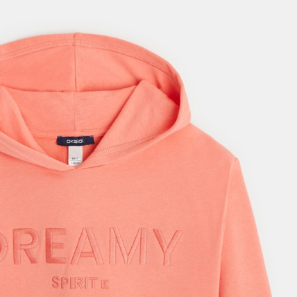 Avis Sweat à capuche à message orange fille OKAIDI 3