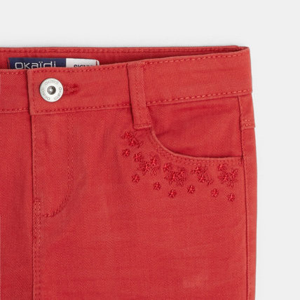 Avis Pantalon skinny brodé rouge fille OKAIDI 5