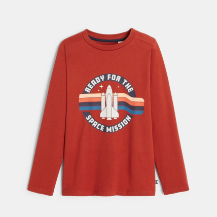Avis T-shirt manches longues thème espace orange garçon OKAIDI 1