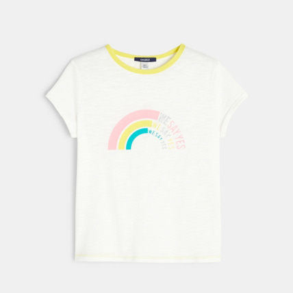 Avis T-shirt à rayures colorées beige fille OKAIDI 2