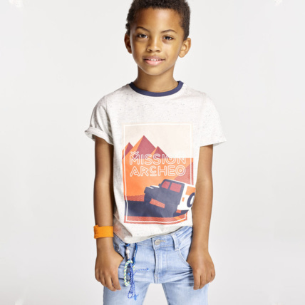 Avis T-shirt jersey flammé archéologue gris garçon OKAIDI 1