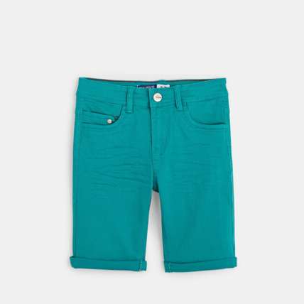Avis Bermuda slim en toile hyper-stretch vert garçon OKAIDI 1