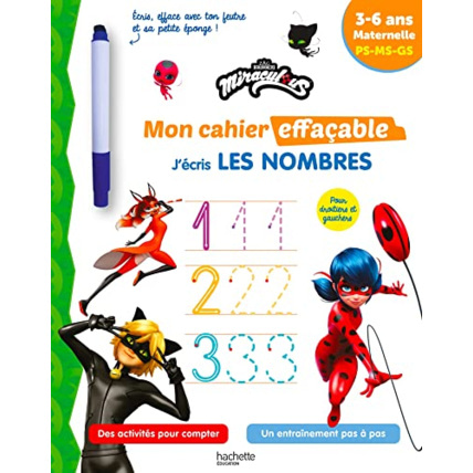 Avis Miraculous - Mon cahier effaçable - J'écris les nombres (3-6 ans) Hachette Éducation 1