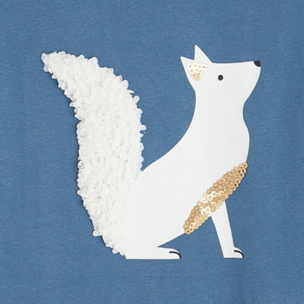 Avis T-shirt à motif Renard en relief bleu fille OKAIDI 3