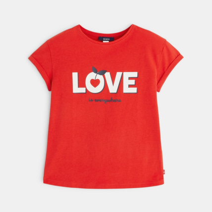 Avis T-shirt manches courtes à message LOVE rouge fille OKAIDI 2