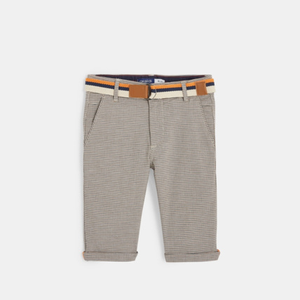 Avis Bermuda slim ceinturé à petits carreaux blanc garçon OKAIDI 1