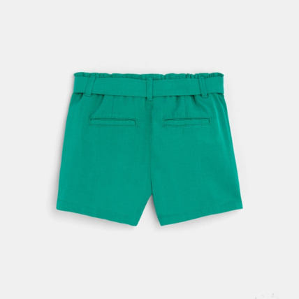 Avis Short ceinturé en toile unie vert fille OKAIDI 5