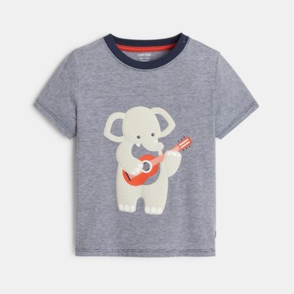 Avis T-shirt rayé éléphant en relief OBAÏBI 1