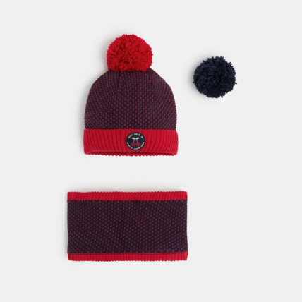 Avis Bonnet à pompon interchangeable + snood assorti bleu fille OKAIDI 1