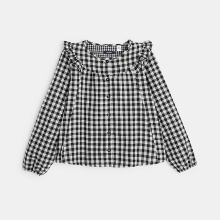 Avis Blouse volantée à carreaux Vichy noire fille OKAIDI 1