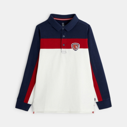 Avis Polo manches longues à écusson blanc garçon OKAIDI 1