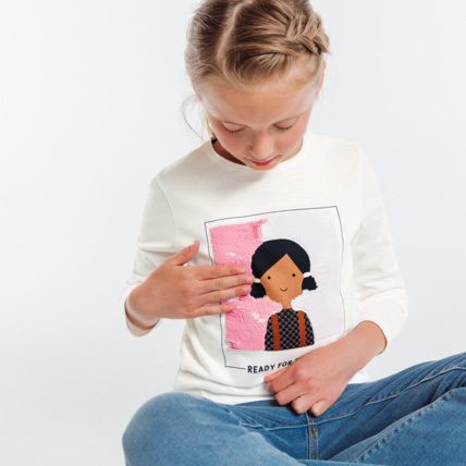 Avis T-shirt manches longues à message "Ready for school" rose fille OKAIDI 1