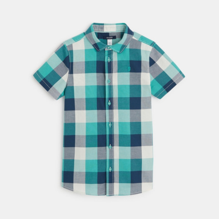 Avis Chemise manches courtes à grands carreaux bleue garçon OKAIDI 2
