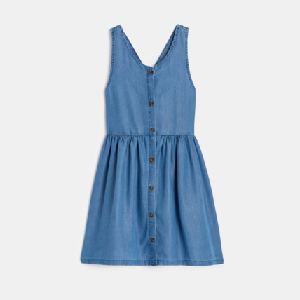 Avis Robe tablier en jean léger bleue fille OKAIDI 1
