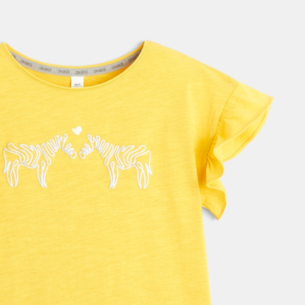 Avis Pyjashort bimatière zèbres et coeurs jaune fille OKAIDI 3