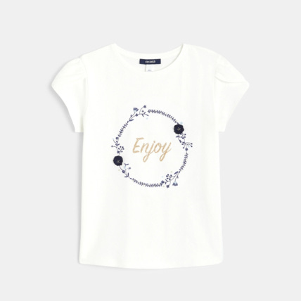 Avis T-shirt à message "Enjoy" blanc fille OKAIDI 1