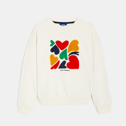 Avis Sweat-shirt à message cœur blanc fille OKAIDI 1