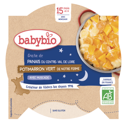 Avis Bonne Nuit Gratin Panais du Centre-Val de Loire Potimarron vert de notre Ferme à la Muscade Babybio 1