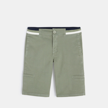 Avis Bermuda slim en toile vert garçon OKAIDI 1