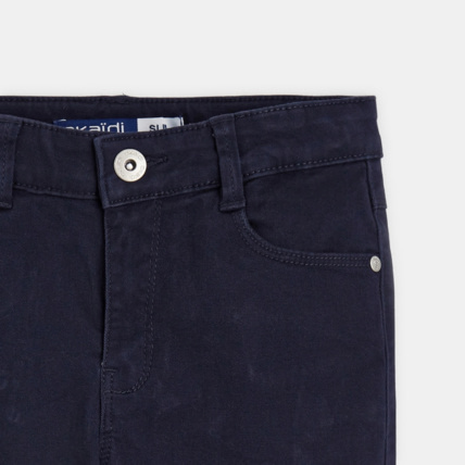 Avis Pantalon toile slim uni bleu fille OKAIDI 2