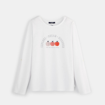Avis T-shirt à motifs 3D blanc fille OKAIDI 1