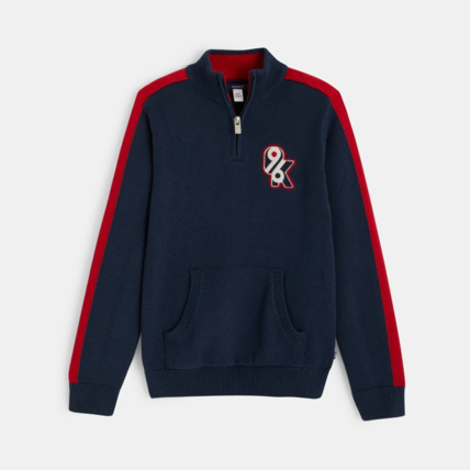 Avis Pull à col montant zippé bleu garçon OKAIDI 1