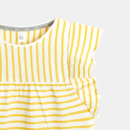 Avis Pyjama tunique short rayé et chiné jaune fille OKAIDI 2