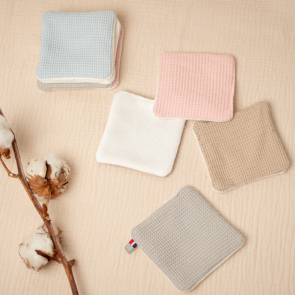 Avis Lingettes bébé lavables 8 pièces, Nid d'abeille & bambou Sevira Kids 3